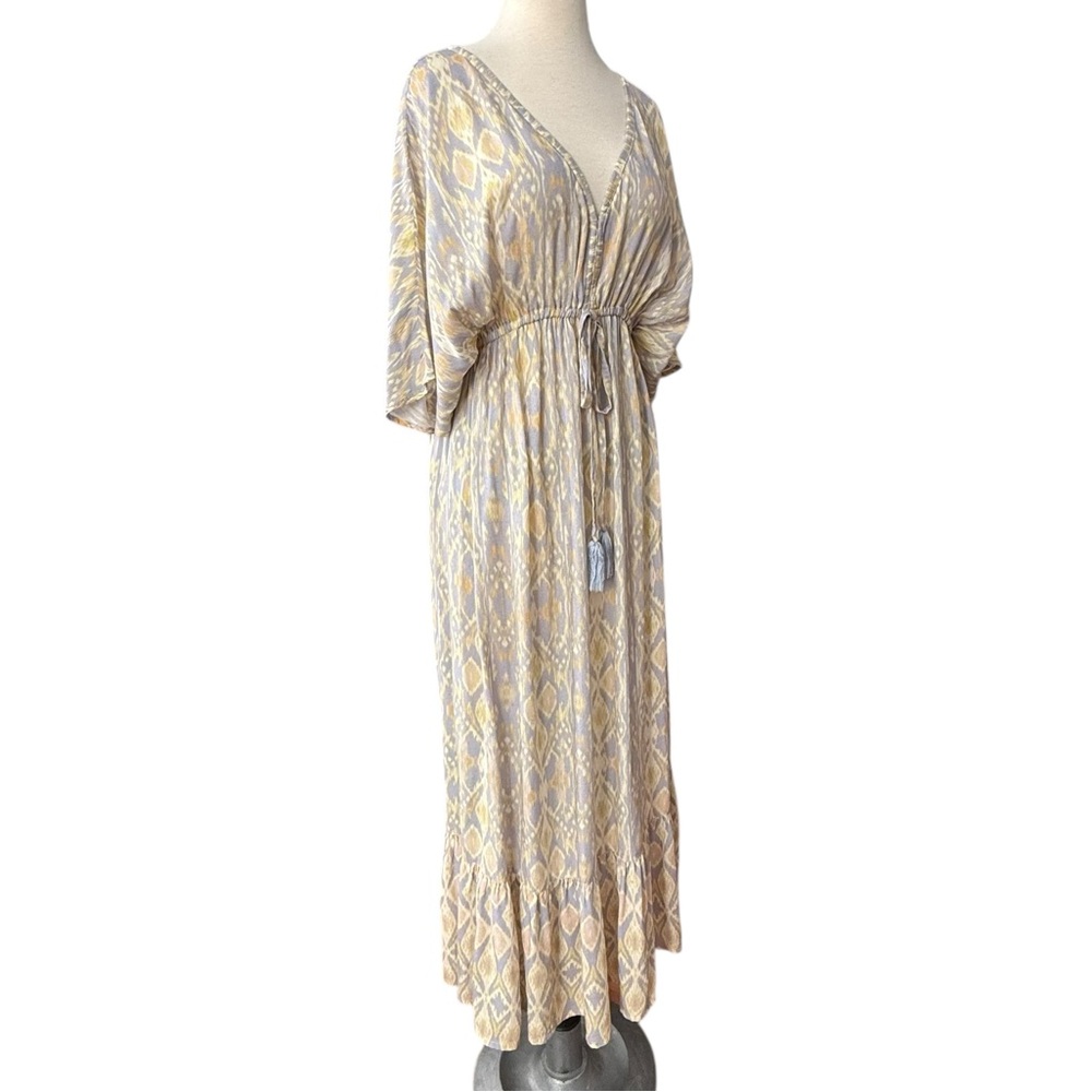 Cost Plus World Market Mira Ikat Kaftan Dress Blue White S / M - Picture 2 of 10